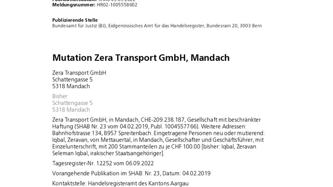 Bild Umzugsfirma Zera Transport GmbH
