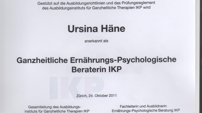 Image Häne Ursina Ernährungs-Psychologische Beratung IKP