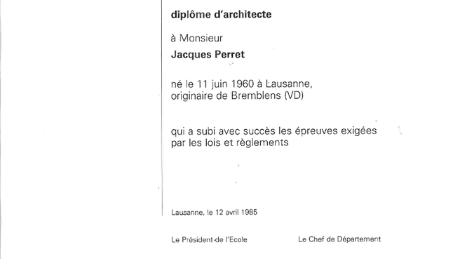 Immagine Jacques Perret | Architecte EPFL-SIA
