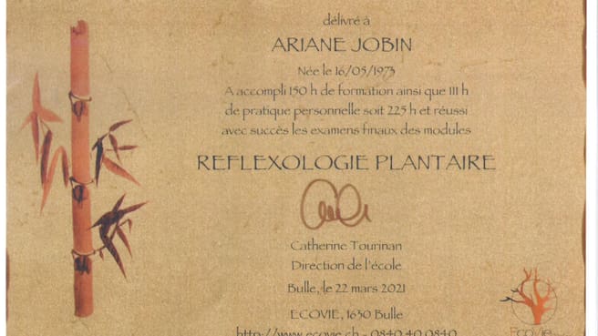 Immagine Ariane Jobin Massages, Réflexologie, Thérapie des Fascias