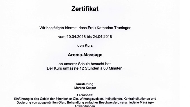 Bild Balencia Massagepraxis, Katharina Truninger, Krankenkassen anerkannt
