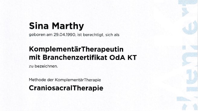 Bild Craniosacral Therapie Sina Marthy GmbH