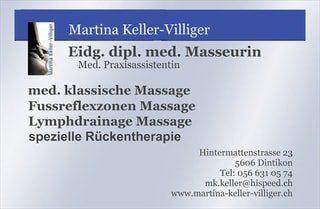 image of Martina Keller-Villiger - Eidg. dipl. med. Masseurin 